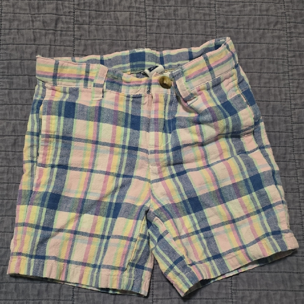 Janie and Jack Pastel Plaid Shorts - Blue, Pink, Yellow, Green
